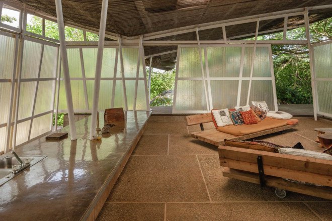 off-the-grid house, SaLo house, Panama, Patrick Dillon, sustainable house, passive house, salvaged materials, rainwater harvesting, rainwater cistern, swimming pool, natural ventilation, clean energy
