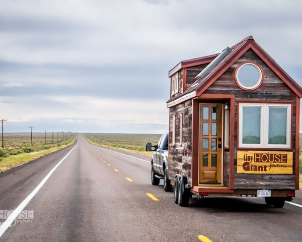 Jenna Spesard, Guillaume Dutilh, Tiny House Giant Journey, Tumbleweed Cypress 20 Overlook, Tumbleweed Tiny House, tiny home, tiny house, Kimberly wood stove, Deek Diedrickson, Relaxshacks, tiny house dream, tiny house travel, travel journalism, portable home, couple quit jobs to travel