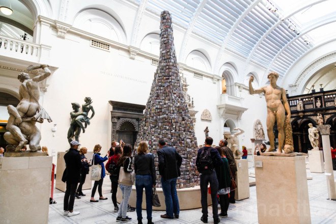 Tower of Babel, Barnaby Barford, Tower of Babel by Barnaby Barford, London Design Week, London Design Festival, London Design Festival 2015, Alun Graves, V&A Museum, Victoria and Albert Museum, London, consumerism,