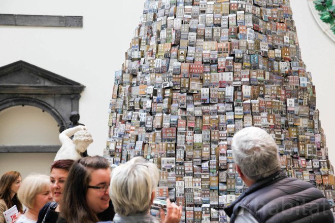 Tower of Babel, Barnaby Barford, Tower of Babel by Barnaby Barford, London Design Week, London Design Festival, London Design Festival 2015, Alun Graves, V&A Museum, Victoria and Albert Museum, London, consumerism,