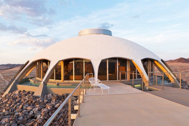 Volcano house, California, Newberry California, Huell Howser, California's gold, UFO house, mid-century modern, architecture, California architecture, 60s architecture, weird homes, round home, Volcano dome home, Volcano home Mojave