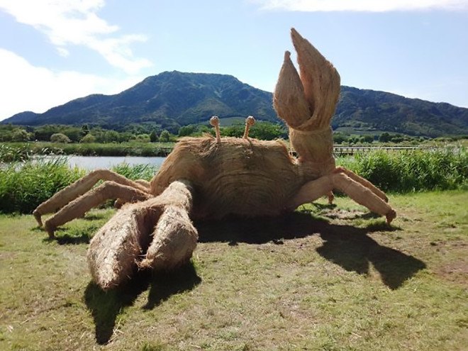 Wara art, Wara art festival, Niigata, Niigata Prefecture, dinosaur art, straw sculptures, Niigata straw sculptures, recycled straw art, straw art, Uwasekigata Park