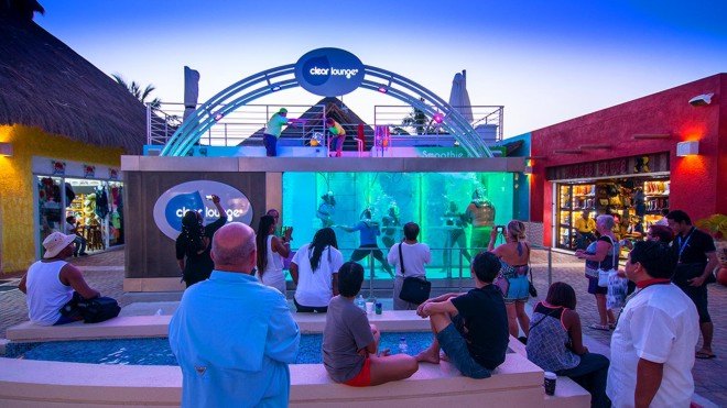 green design, eco design, sustainable design, Clear Lounge, Oxygen bar, underwater bar, Cozumel, Carnival Cruise Lines