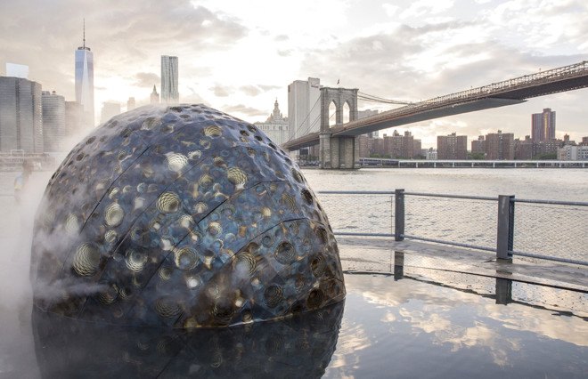 STUDIOKCA, Nasa, World science festival, ESA, Rosetta Mission, LED, comet, comet pavilion, pavilion, brooklyn bridge park, Polytech Festival, 67P/Churyumov–Gerasimenko, Jason Klimoski, Lesley Chang, comet pavilion by STUDIOKCA