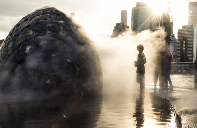 STUDIOKCA, Nasa, World science festival, ESA, Rosetta Mission, LED, comet, comet pavilion, pavilion, brooklyn bridge park, Polytech Festival, 67P/Churyumov–Gerasimenko, Jason Klimoski, Lesley Chang, comet pavilion by STUDIOKCA
