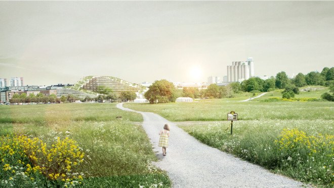 BIG, Bjarke Ingels Group, Gärdesfältet, Stockholm, 79 & Park, 79 & Park by BIG, 79 & Park Bjarke Ingels Group, Royal National City Park, prefab architecture, prefab units, mountain like architecture,