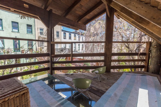 carroll gardens, brooklyn, treehouse, gennaro brooks-church, green building, reclaimed materials, natural pool, natural swimming pool, chemical-free pool, airbnb, brownstone, renovated brownstone, brownstone for rent