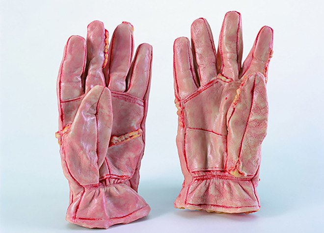 Halloween stories, creepy art by Cao Hui, viscera art, fleshy skin furniture, suitcase made of entrails, Cao Hui art, Lin & Lin gallery Taiwan, flesh art, Taiwanese artists, art that defends animal rights