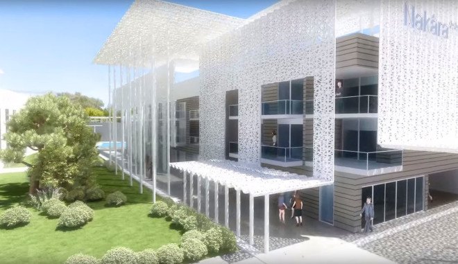 Cap d Agde Hotel, Jacques Ferrier Architecture, facade design, concrete, concrete facade, green architecture, Mediterranean architecture, swimming pool, hotel design, terraces, natural light