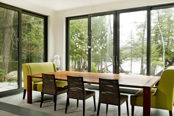 Boom Town, Eric Joseph Tremblay, Canada, chalet, wooden cladding, cedar cladding, stone, natural materials, floor-to-ceiling windows, Canada, natural light, daylit spaces, mountain retreat
