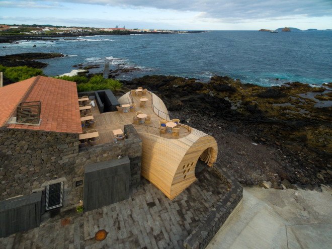 cella bar, cella bar madalena, cella bar portugal, fcc arquitectura, paulo lobo, FG+SG photography, wooden extension building, island bar, portuguese bar, pico island, bar pico island