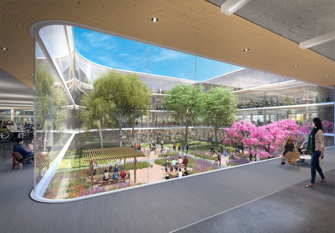 Sunnyvale, HOK Architects, Central & Wolfe Campus by HOK Architects, Central & Wolfe campus, Central & Wolfe Apple campus, Apple campus, green roof, Apple building, futuristic Apple campus, rooftop solar panels, LEED, Landbank Investments, notanotherbox, Apple spaceship campus