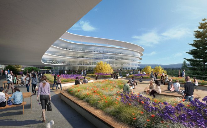 Sunnyvale, HOK Architects, Central & Wolfe Campus by HOK Architects, Central & Wolfe campus, Central & Wolfe Apple campus, Apple campus, green roof, Apple building, futuristic Apple campus, rooftop solar panels, LEED, Landbank Investments, notanotherbox, Apple spaceship campus