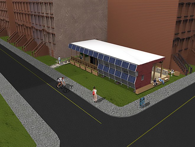 DURAhome, DURA home, NYCCT, Solar Decathlon, Solar Decathlon 2015, solar powered home, DURA Solar Decathlon, triple glazed windows, greywater recycling, rainwater collection, trombe wall, solar energy, solar thermal panels, low-entropy recovery ventilator, heat chimney, passive solar, passive energy, modular architecture, stackable architecture