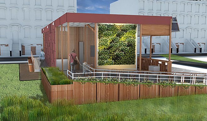 DURAhome, DURA home, NYCCT, Solar Decathlon, Solar Decathlon 2015, solar powered home, DURA Solar Decathlon, triple glazed windows, greywater recycling, rainwater collection, trombe wall, solar energy, solar thermal panels, low-entropy recovery ventilator, heat chimney, passive solar, passive energy, modular architecture, stackable architecture