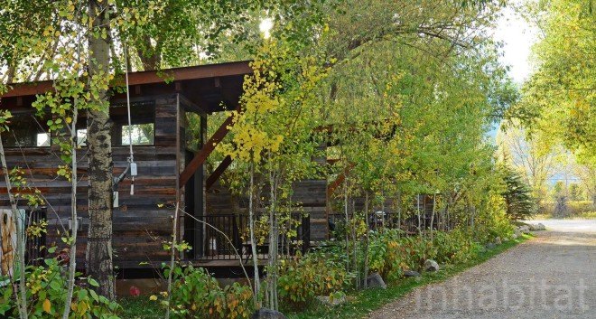 Fireside Resort, tiny house resort, test drive a tiny home, Wheelhaus tiny homes, tiny homes in Wyoming, sustainable tiny home resort, Wyoming tiny home resort, Tafline Laylin photos tiny houses, photos of tiny houses, Wheelhaus Wedge tiny house, Wheelhause Caboose tiny house, tiny house with a loft, tiny house resort Jackson Hole, Wilson tiny house