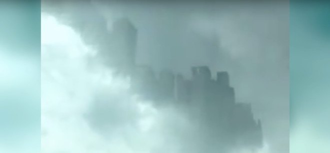 floating city, city in the clouds, fata morgana, mirage, optical illusion, hoax, chinese floating city, fochan floating city