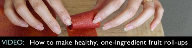 DIY fruit roll ups, DIY fruit by the foot, homemade fruit rollups, fruit rollup recipe, diy fruit leather, fruit leather recipe, healthy recipes, one ingredient fruit leather, one ingredient fruit by the foot, one ingredient fruit roll up, inhabitat, yuka yoneda, yuka yoneda diy