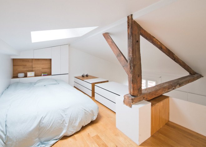 Hike apartment, SABO Project, Paris, green renovation, green interiors, herb garden, vertical garden, multifunctional furniture, small spaces, mezzanine, smart spaces