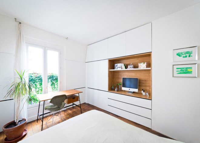 Hike apartment, SABO Project, Paris, green renovation, green interiors, herb garden, vertical garden, multifunctional furniture, small spaces, mezzanine, smart spaces