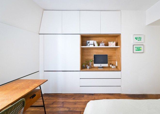 Hike apartment, SABO Project, Paris, green renovation, green interiors, herb garden, vertical garden, multifunctional furniture, small spaces, mezzanine, smart spaces