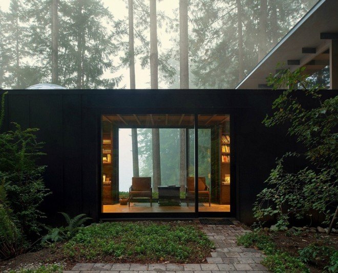 Jim Olson, Jim Olson's cabin, Ok Cabin, longbranch cabin, Olson Kundig Architects, archictecture, cabin design, log cabin, nature designs, nature inspired architecture, architects' home design, washington architecture, pugent sound cabin, cabin architecture, green design, sustainable design