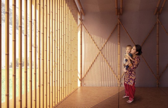 Barberio Colella ARC, Just a Minute by Barberio Colella ARC, Just a Minute housing, temporary housing, earthquake relief housing, disaster relief housing, OSB, OSB panels, modular architecture, bamboo, bamboo architecture, earthquake housing, solar panels, prefab architecture, Ikuku