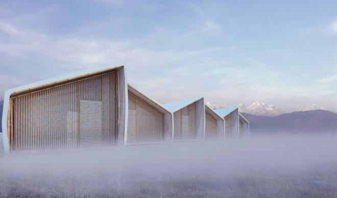 Barberio Colella ARC, Just a Minute by Barberio Colella ARC, Just a Minute housing, temporary housing, earthquake relief housing, disaster relief housing, OSB, OSB panels, modular architecture, bamboo, bamboo architecture, earthquake housing, solar panels, prefab architecture, Ikuku