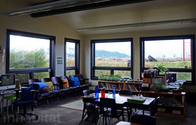 Teton Mountain school, Ward + Blake architects, Kelly Elementary School, Teton Mountains, Wyoming, Wyoming school renovation, green schools Wyoming, weathering steel, Wyoming architects, small country school opens to immense mountain view, beautiful mountain school in Wyoming, Kelly school, Kelly Wyoming School, Ward + Blake school renovations in Wyoming