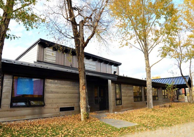 Teton Mountain school, Ward + Blake architects, Kelly Elementary School, Teton Mountains, Wyoming, Wyoming school renovation, green schools Wyoming, weathering steel, Wyoming architects, small country school opens to immense mountain view, beautiful mountain school in Wyoming, Kelly school, Kelly Wyoming School, Ward + Blake school renovations in Wyoming