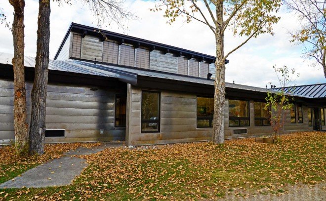 Teton Mountain school, Ward + Blake architects, Kelly Elementary School, Teton Mountains, Wyoming, Wyoming school renovation, green schools Wyoming, weathering steel, Wyoming architects, small country school opens to immense mountain view, beautiful mountain school in Wyoming, Kelly school, Kelly Wyoming School, Ward + Blake school renovations in Wyoming