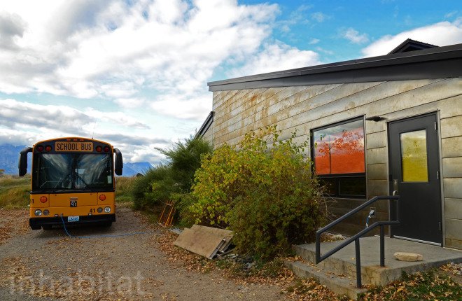 Teton Mountain school, Ward + Blake architects, Kelly Elementary School, Teton Mountains, Wyoming, Wyoming school renovation, green schools Wyoming, weathering steel, Wyoming architects, small country school opens to immense mountain view, beautiful mountain school in Wyoming, Kelly school, Kelly Wyoming School, Ward + Blake school renovations in Wyoming