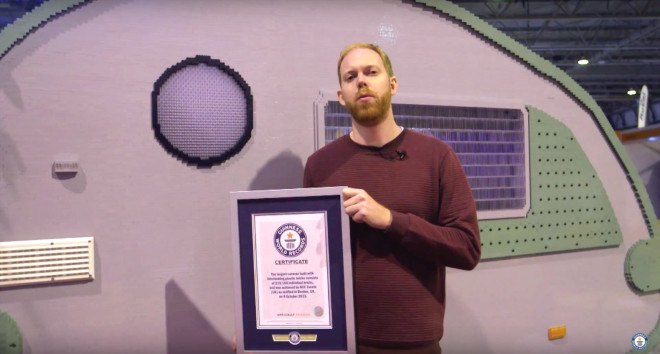 guinness book of world records, largest caravan built with interlocking plastic bricks, LEGO caravan, LEGO world record, motorhome and caravan show, LEGO BRICK 2015, LEGO caravan world record, LEGO teardrop trailer