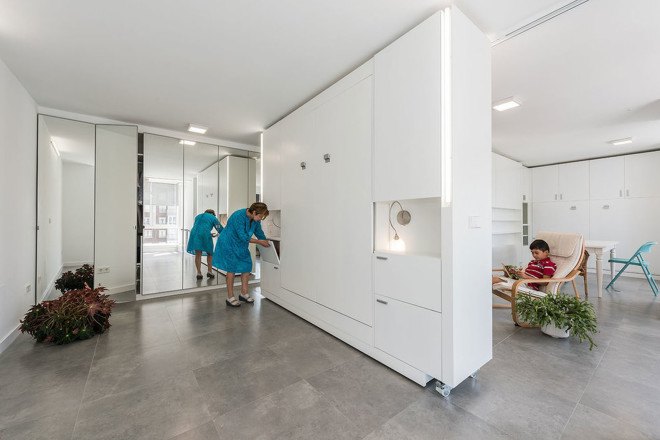MJE House, PKMN architectures, Spain, transformable houses, transformable furniture, green interiors, flexible spaces, flexible design, holiday home, rotating walls, smart interior, responsive interiors, responsive spaces