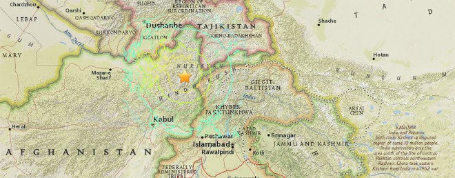 afghanistan, pakistan, india, nepal, earthquake, quake, magnitude 7.7 earthquake, united states geological survey, usgs, magnitude 7.5 earthquake, hindu kush mountains