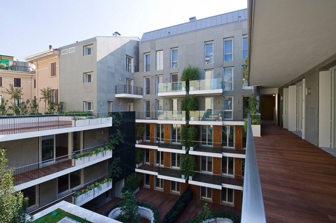 Westway Architects, green renovation, Milan, Italy, 19th century building renovation, natural lighting, internal courtyard, courtyard, residential architecture
