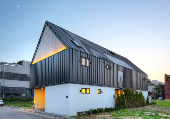 One Roof House, South Korea, pitched roof, natural lighting, natural ventilation, South Korea, skylights, family house, mlnp architects, playground, green library