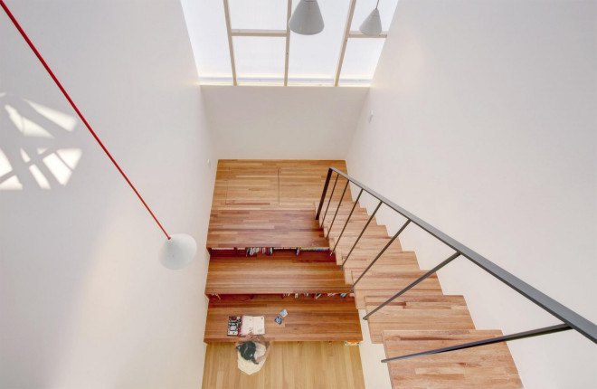 One Roof House, South Korea, pitched roof, natural lighting, natural ventilation, South Korea, skylights, family house, mlnp architects, playground, green library