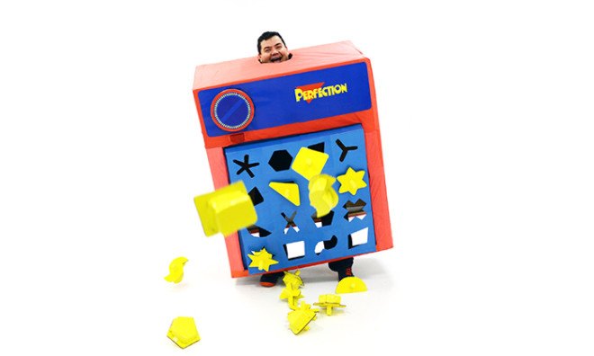 Perfection board game, Paul Zakrzewski, green halloween, DIY halloween costume, halloween costume contest, handmade halloween costume,