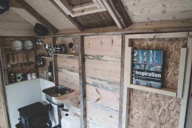 Aurora Cabin, recycled materials, reader submitted content, cabin, tiny cabin, solar power, architecture student project, design build project,