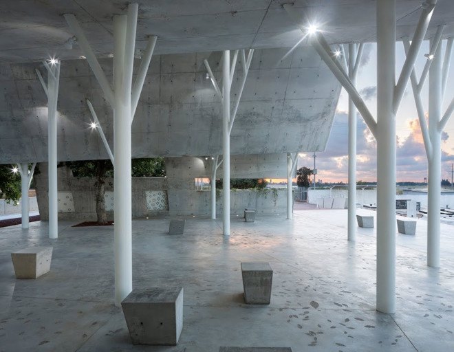 shelter, Israel, meeting space, Ron Shenkin, religious architecture, concrete canopy, cemetery, concrete slap, metal structure, metal pillars, canopy, open-space structure