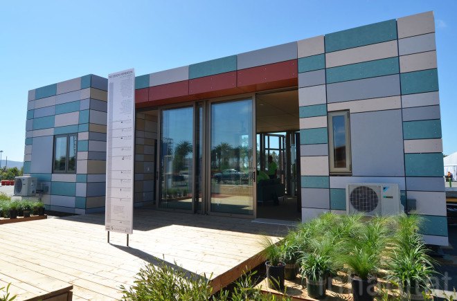 Shelter3 Solar House by Crowder College and Drury University, Solar Decathlon, Solar Decathlon 2015, Aggie Sol by UC Davis, solar powered homes, solar power, solar powered architecture, solar homes, plus energy homes, plus energy, prefab homes, affordable solar powered homes