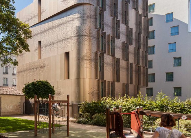 Vib Architecture, green renovation, Paris, student housing, green architecture, courtyard, garden, common spaces, public spaces, nursery, aluminium