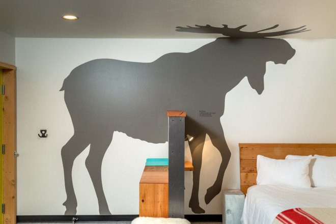 green renovation, The LARK, hotel, green hotel, Montana, Bozeman, local community, local artwork, fireplace, open-space patio, vintage design