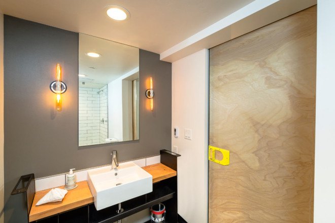 green renovation, The LARK, hotel, green hotel, Montana, Bozeman, local community, local artwork, fireplace, open-space patio, vintage design