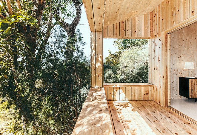 Wood Studio House Madera, DOM Arquitectura, wooden structure, passive house, rainwater harvesting, irrigation, green architecture, solar design, prefab, Barcelona, Spain