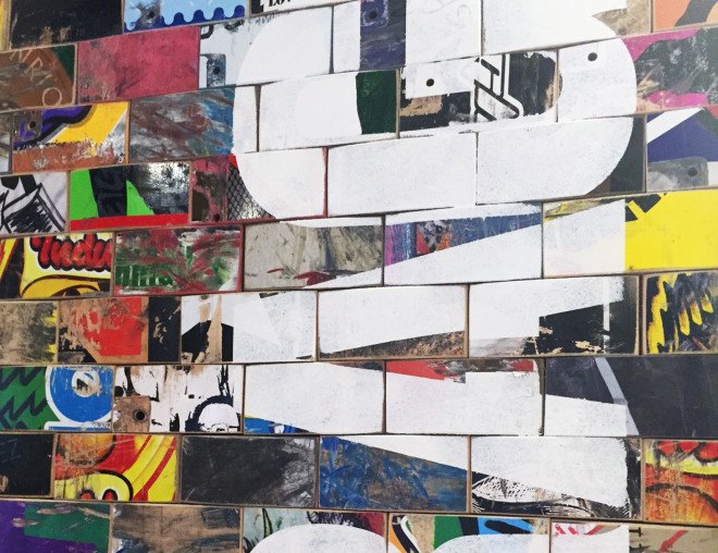 green design, eco design, sustainable design, Art of Board, recycled skateboards, Macy's on 34th Street, recycled art, recycled tile, sustainable interiors, ! Ride I Recycle