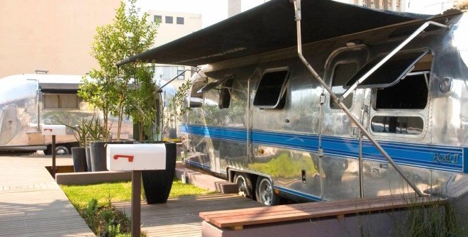 Grand Daddy Hotel, Airstreams, renovated airstreams, converted airstreams, airstream trailers, airstream camper, airstream hotel, airstream trailer park, airstream camper, vintage airstream, airstream studio, airstream office, hairstream, airstream shop, Andreas Stavropoulos, Matthew Hofmann, Hofmann Architecture airstream, Flying Cloud Airstream, airstream conversions, airstream renovations
