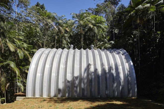 Arca, Arca by Marko Brajovic, Marko Brajovic, Galvalume, Eucalyptus, Earthship, wind driven roof turbine, prefab, prefab home, prefab architecture, Costa Verde, concrete pier foundation,