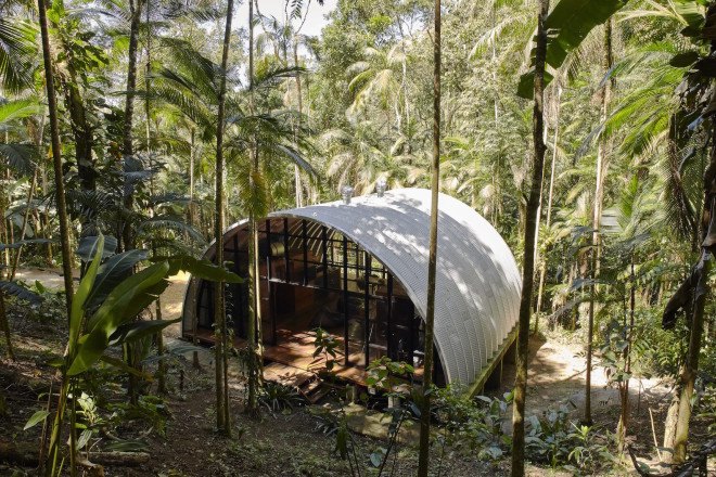Arca, Arca by Marko Brajovic, Marko Brajovic, Galvalume, Eucalyptus, Earthship, wind driven roof turbine, prefab, prefab home, prefab architecture, Costa Verde, concrete pier foundation,